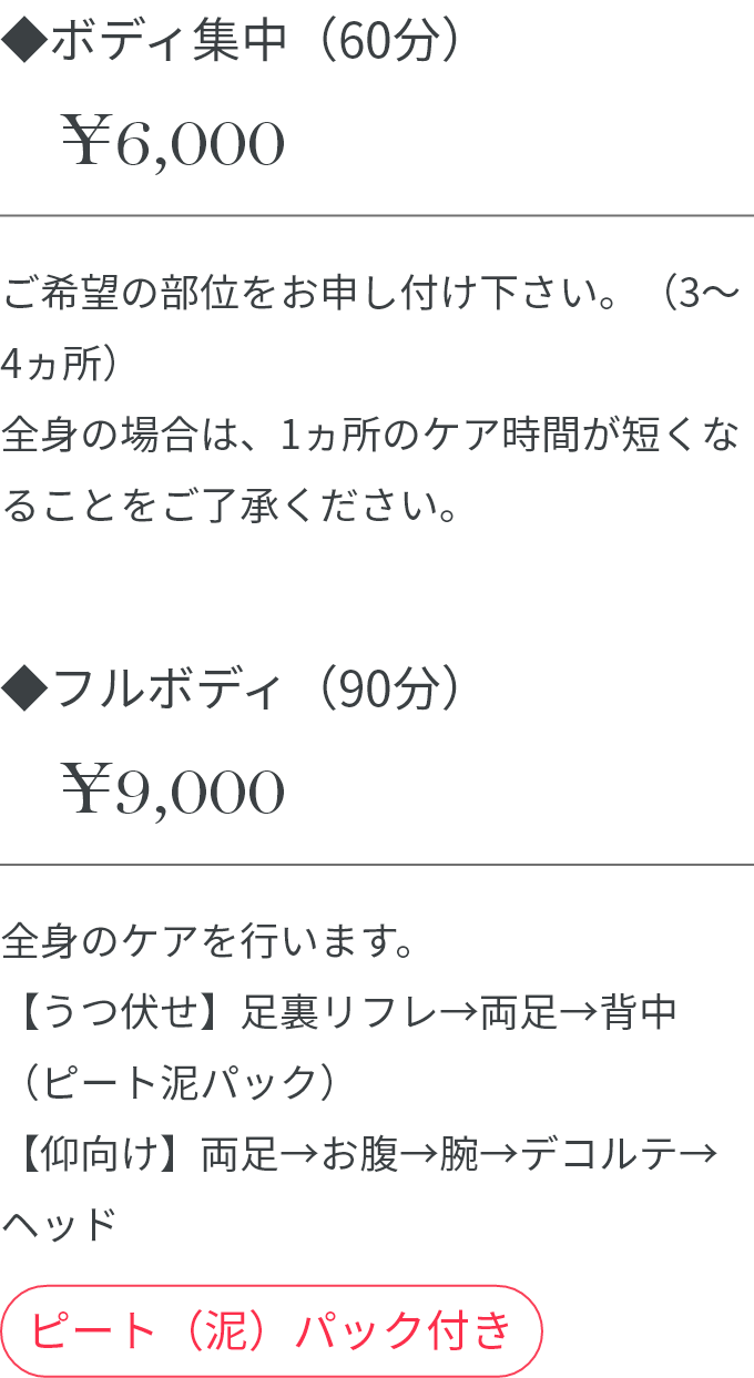 トリートメント アロマボディ